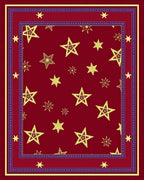 Crimson Gold Star Medallion Border Rug