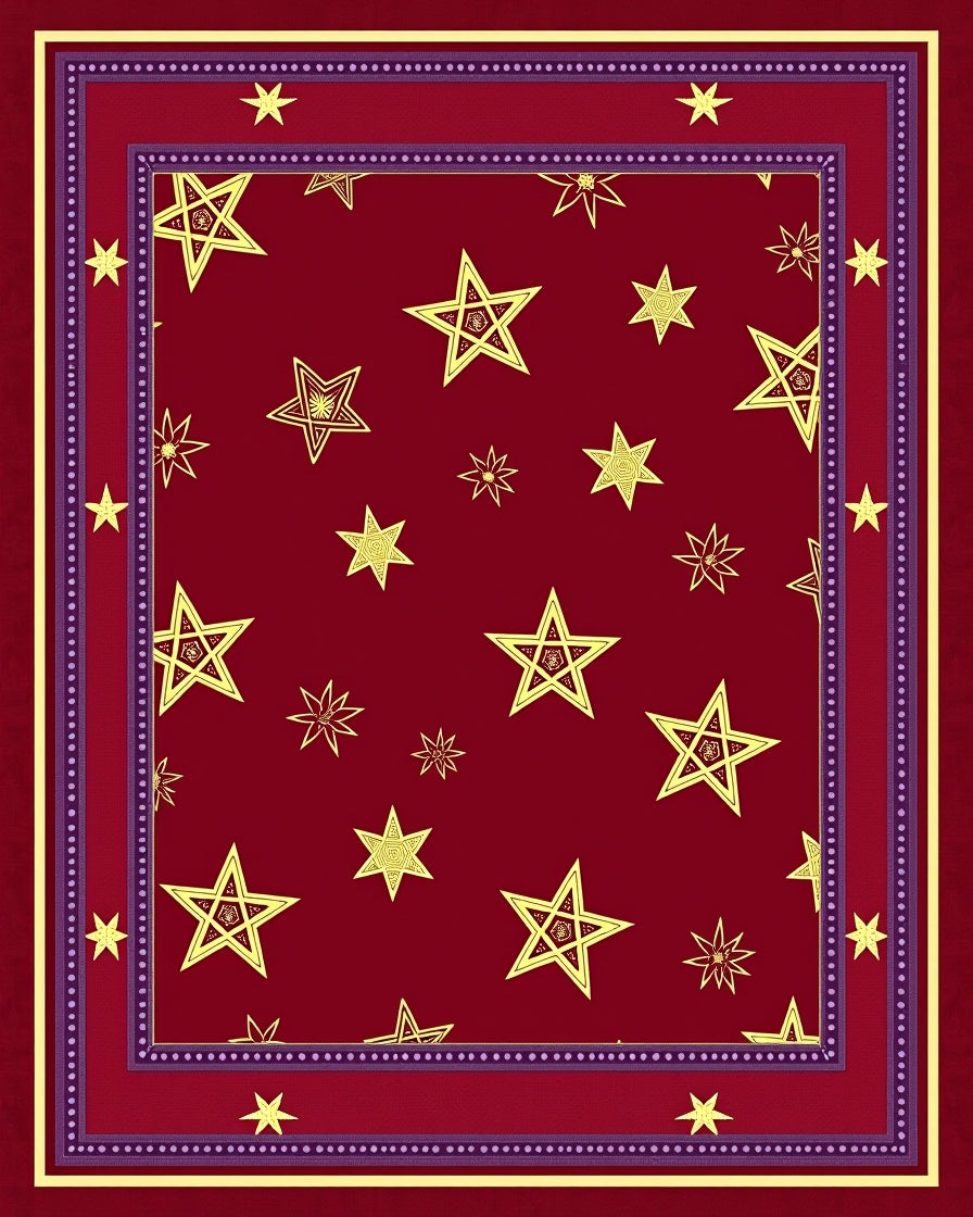Crimson Gold Star Medallion Border Rug