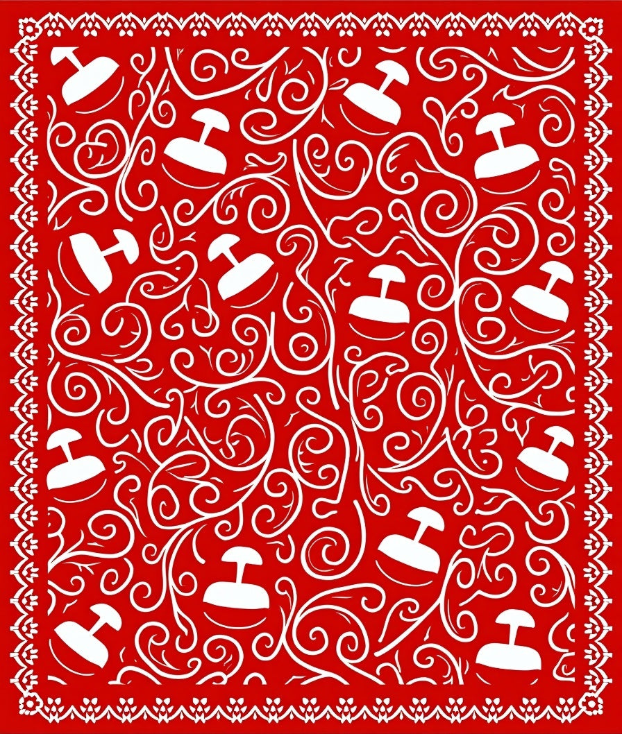 Vibrant Red Floral Scroll Design Rug
