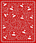 Vibrant Red Floral Scroll Design Rug
