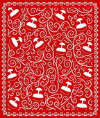 Vibrant Red Floral Scroll Design Rug