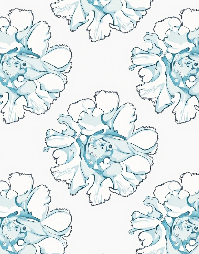 Aqua Abstract Floral Repeats Rug