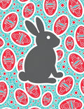 Gray Rabbit Red Oval Circles Rug