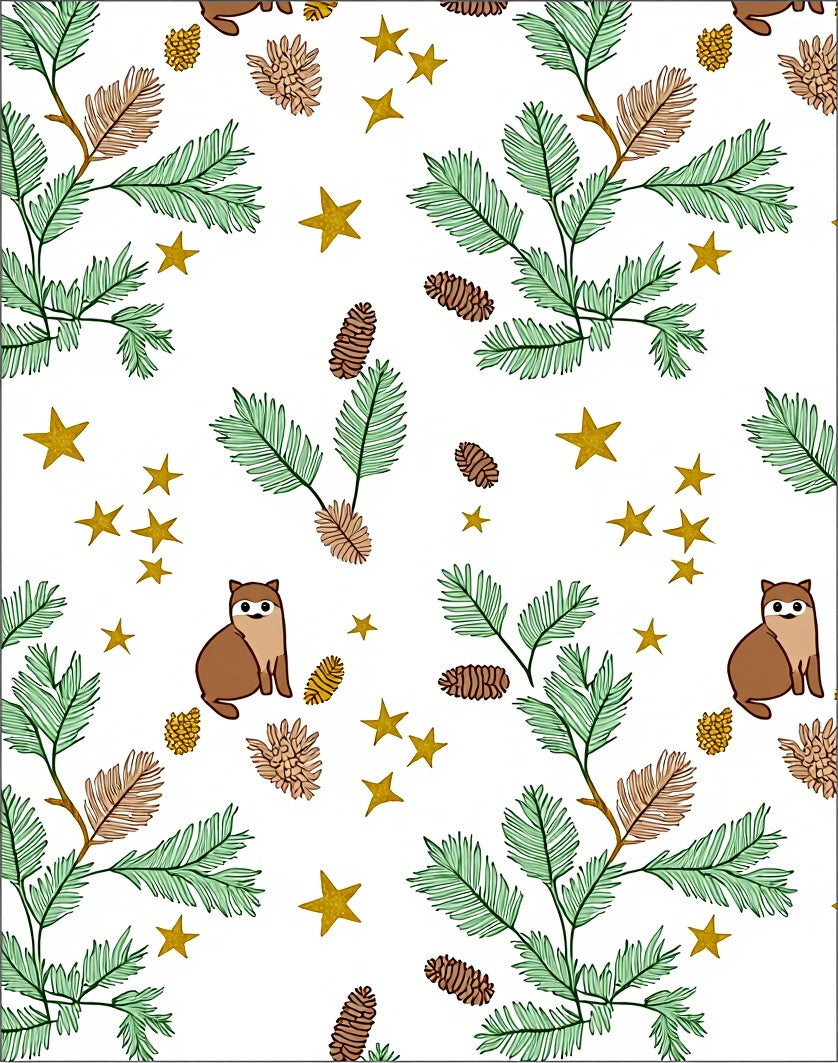Cute Animals Green Pine Stars Rug