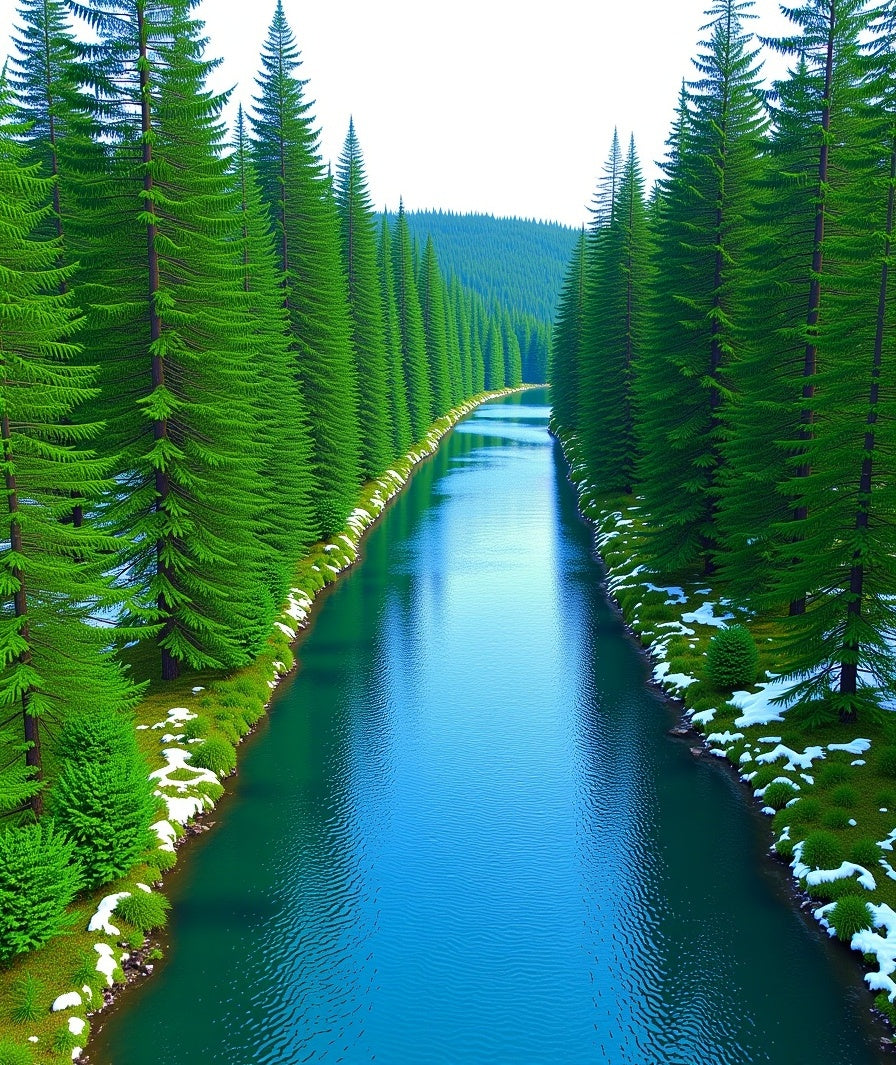 Emerald Forest River Reflecting Sky Rug