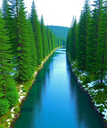 Emerald Forest River Reflecting Sky Rug