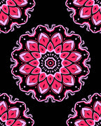 Pink Crimson Floral Mandala Roundel Rug