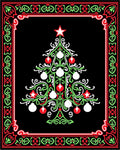 Festive Green White Red Christmas Tree Rug