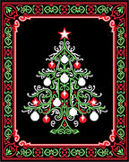 Festive Green White Red Christmas Tree Rug