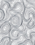 Black White Organic Contour Lines Rug