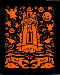 Orange Halloween Castle Ghosts Pumpkins Night Rug