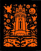 Orange Halloween Castle Ghosts Pumpkins Night Rug