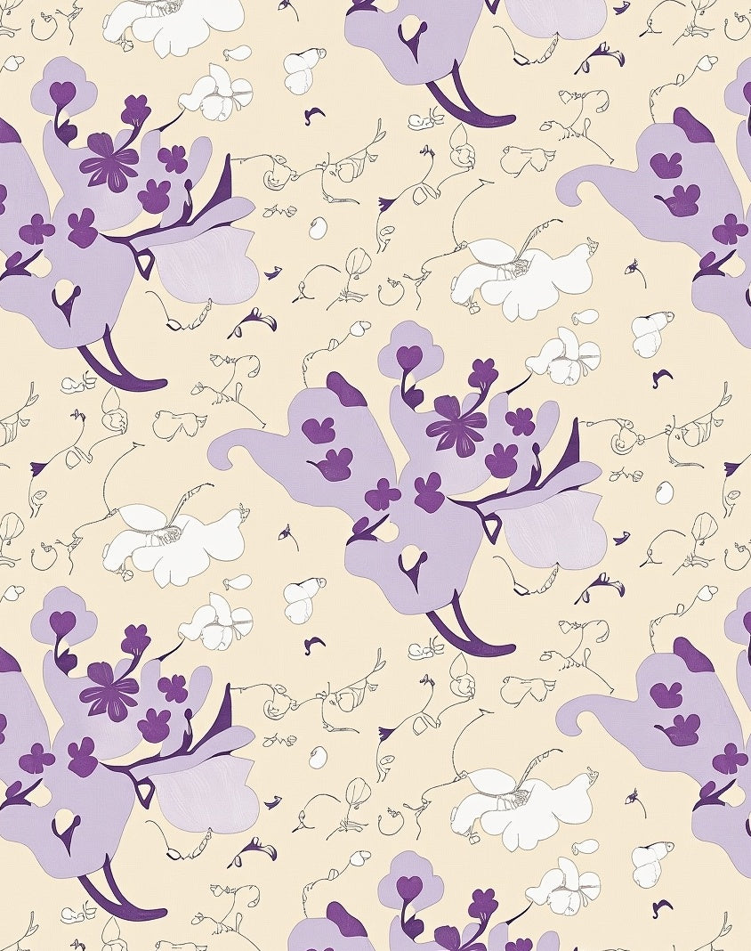 Lavender Floral Abstract Branch Rug