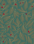 Teal Pine Branch Red Berry Rug