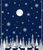 Winter Forest Moonlit Snowflakes Deer Rug