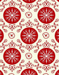 Crimson Snowflake Medallion Folk Art Rug