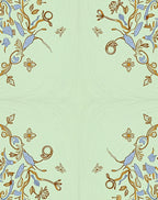 Delicate Golden Blue Floral Vines Rug