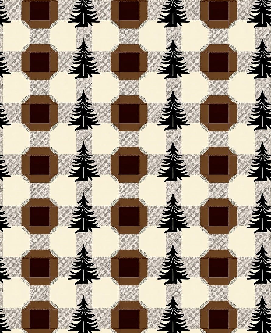 Brown Cream Buffalo Tree Checks Rug