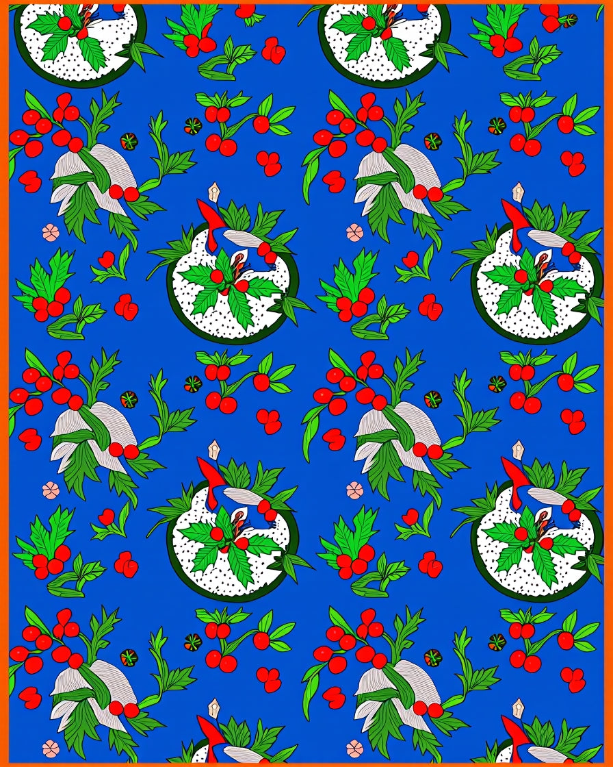 Bright Blue Berry Holly Garland Rug