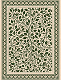 Dark Green Leaf Vine Intricate Border Rug