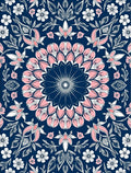 Grand Pink Floral Medallion Navy Rug