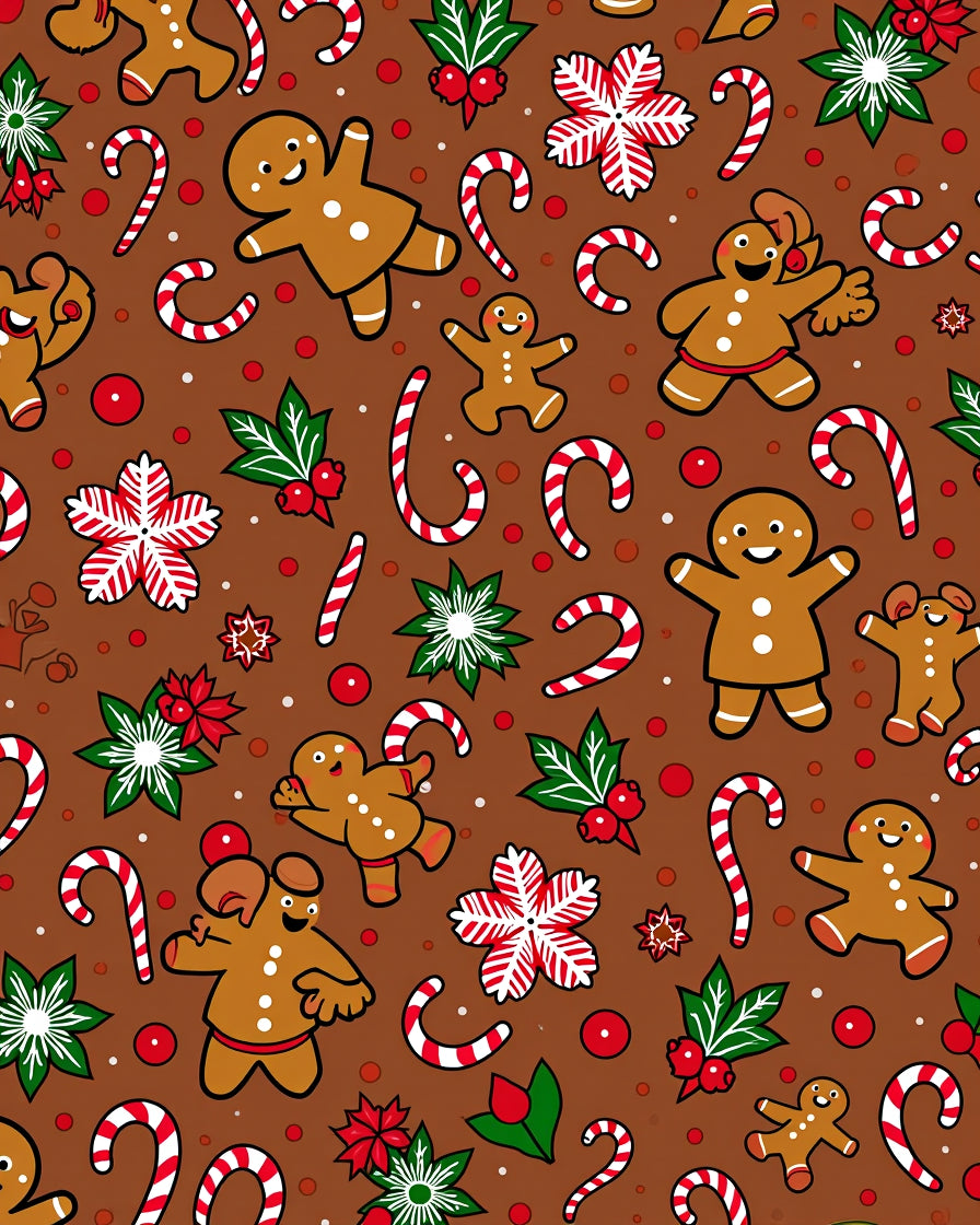 Brown Gingerbread Candy Cane Holiday Frolic Rug