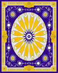 Royal Blue Yellow Sunburst Mandala Rug