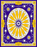 Royal Blue Yellow Sunburst Mandala Rug