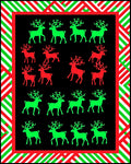 Red Green Reindeer Black Border Rug