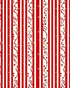 Red Cream Floral Vine Stripes Rug