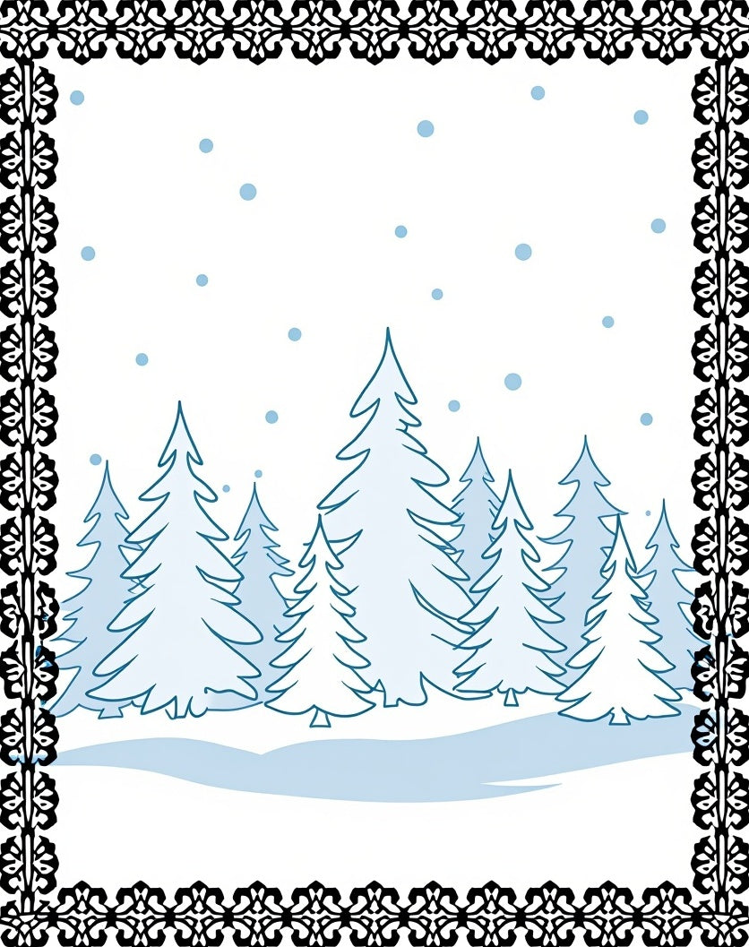 Winter Snowfall Pine Forest Scene Rug