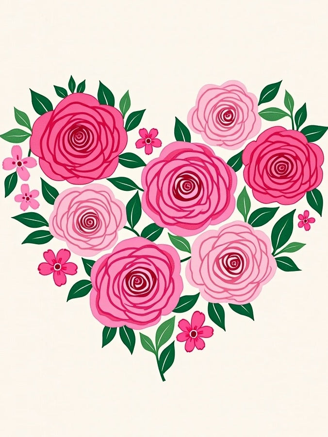 Heart Shaped Pink Rose Garland Rug