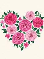 Heart Shaped Pink Rose Garland Rug
