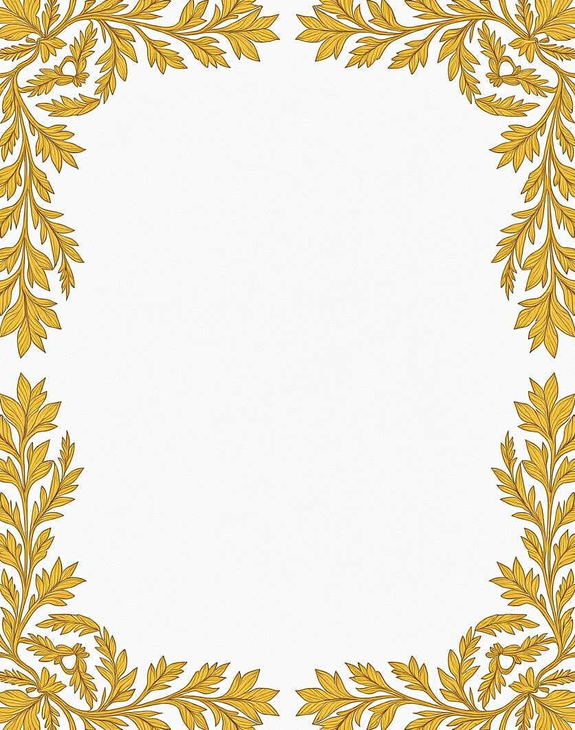 Golden Floral Border Accent Rug