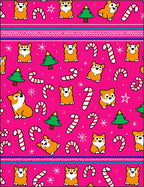 Cute Corgi Candy Cane Christmas Trees Rug