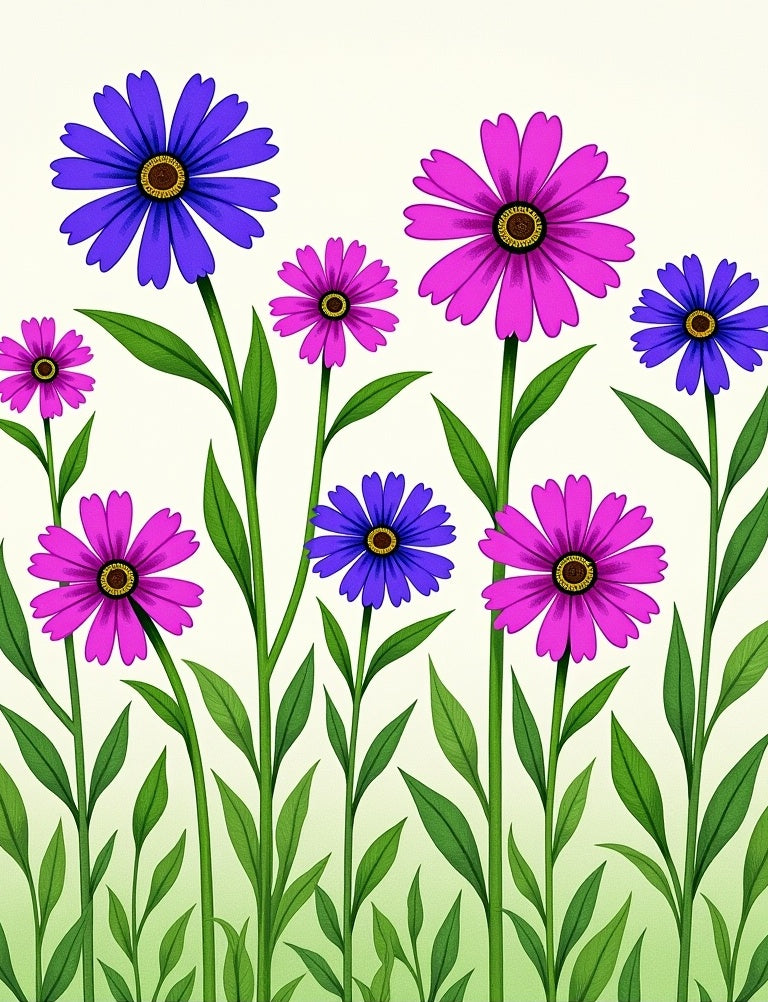 Vibrant Purple Pink Floral Garden Rug