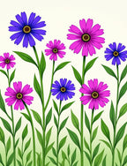 Vibrant Purple Pink Floral Garden Rug