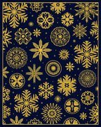 Golden Snowflakes Dark Navy Rug
