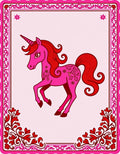 Pink Unicorn With Red Floral Accents Rug