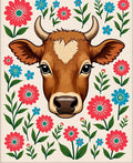 Whimsical Brown Cow Floral Arrangement Rug