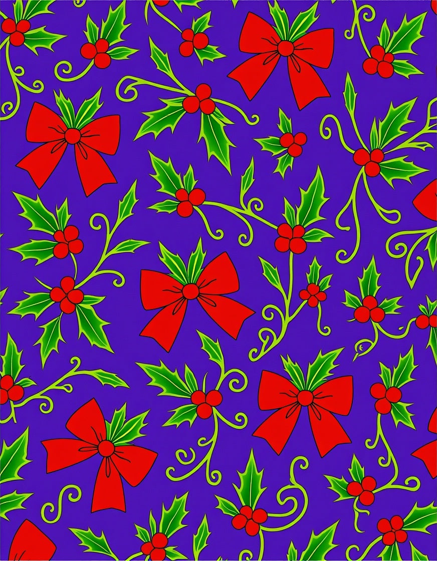 Red Holly Bows with Vines Rug