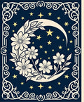 Celestial Floral Moon Night Sky Rug