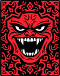 Fiery Red Demon Face Horror Rug