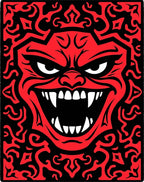 Fiery Red Demon Face Horror Rug