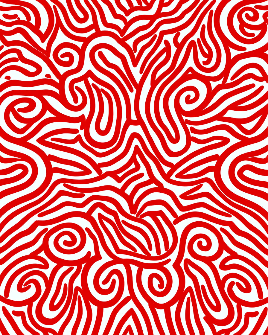 Bold Red Abstract Swirl Rug