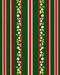 Festive Green Red White Floral Stripe Rug