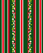 Festive Green Red White Floral Stripe Rug