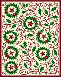 Elegant Holly Wreath Floral Scroll Rug
