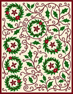 Elegant Holly Wreath Floral Scroll Rug