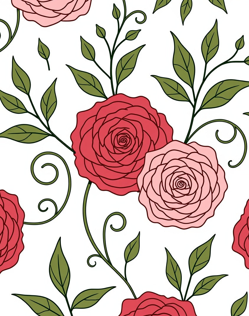 Coral Pink Rose Garden Botanical Rug